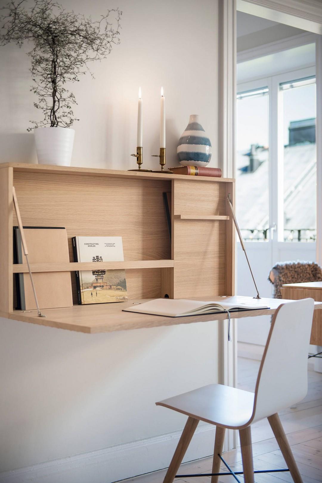 opvouwbaar bureau aan de wand thuiswerkplek voor een kleine ruimte
